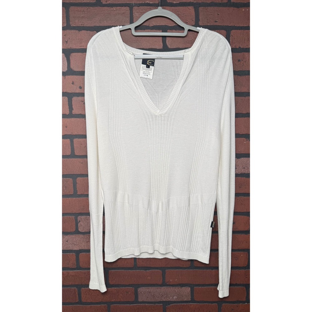 Roberto Cavalli Just Cavalli Knit V-Neck Shirt Top Long Sleeve Mens‎ Lg Y2K VTG